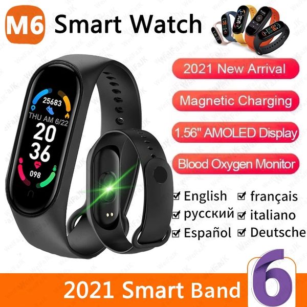 With Retail Box 2021 Global Version M6 Smart Wristbands Men Women Smartwatch Fitness Sport Blood Pressure Heart Rate Monitor Bracelet For An