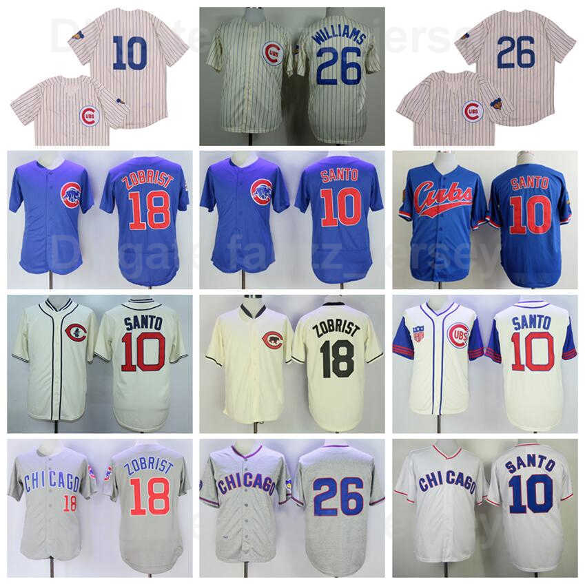 Retro 1929 1942 1968 Baseball 18 Ben Zobrist Jersey 10 Ron Santo 26 Billy Williams Cooperstown Pinstripe Cool Base Retire Flexbase 1969 1988 1994 Vi