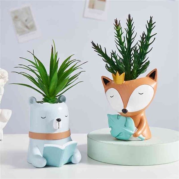 Cartoon Animal Flowerpot Balcony Decorations Pots for Plants and Flowers Garden Pots Modern Home Office Decor Children&#039;s Gifts 210922