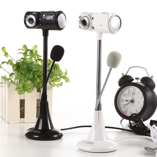 Web Camera USB PC Webcam with Microphone for Live Streaming Online Chat Video Cameras Support Windows Flexible Gooseneck LED Light