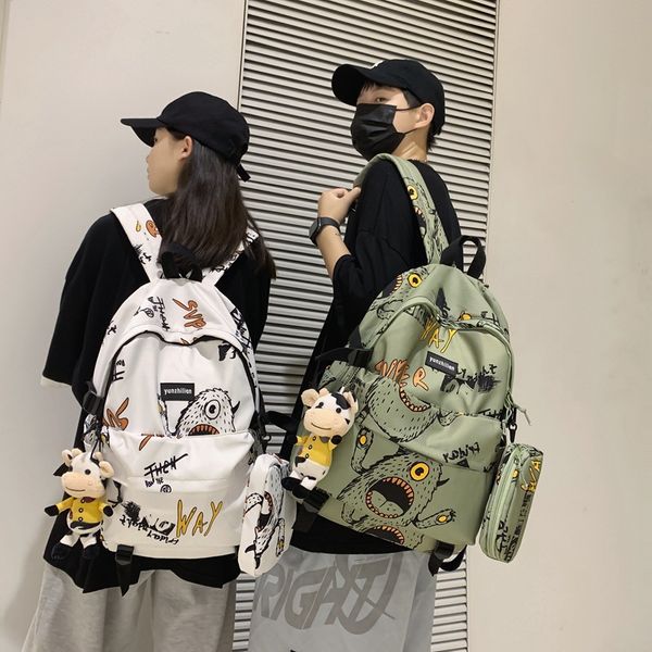 Men&#039;s Backpack Cool Hong Kong Style Graffiti Funny Fun Students&#039; Backpacks High Schoolbags