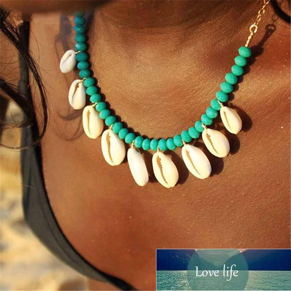 Boho Puka Sea Shell Necklace for Women Red Beads Choker Cowrie Pendants Necklaces Conchas Seashell Jewelry collier femme Factory price exper