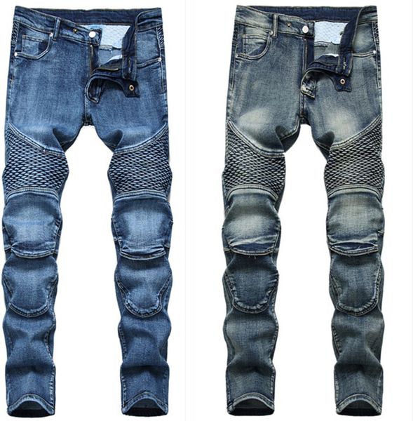 Men&#039;s Plus Size Pants Jeans Man Denim Designer MOTO BIKE Straight Motorcycle For Autumn Spring Streetwear Riding Knee Guard Casual Fash