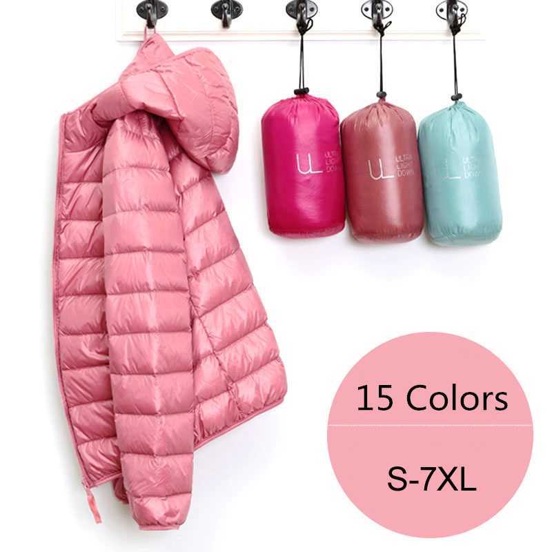 15 Colors Plus Size 5XL 6XL 7XL Women&#039;s Lightweight Packable Down Puffer Jacket Coat Winter Portable Outerwear 211013
