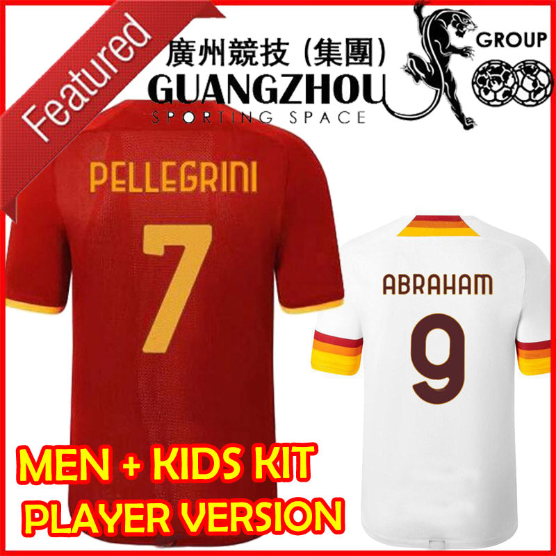 PELLEGRINI VERETOUT Soccer Jersey 2021 2022 ABRAHAM ROMA Home Red Away White 21 22 Men Rome Top Kids Kit Maglia Infant Football Shirt CRISTANTE EL S