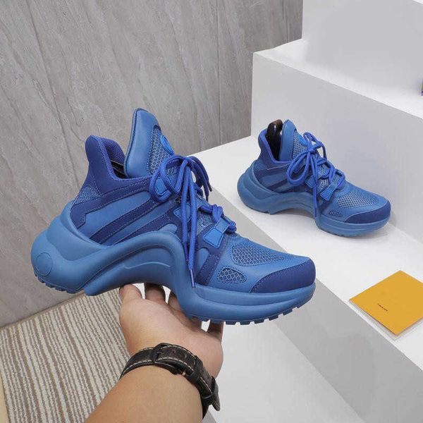Shoes Dress Luxury Designer Blue Lace Up Archlight Runway Tweed Leather Trainers Sneakers with