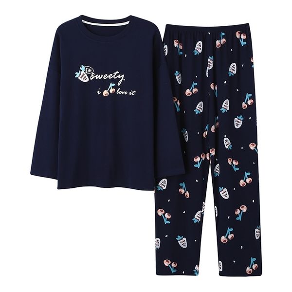 Large Size M-5XL Women Pajamas Sets Soft Nightwear Autumn Winter Long Sleeve Pyjamas Cartoon Print Sleepwear Female Pijamas Muje 211211
