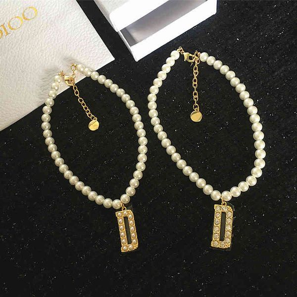 Necklace d Letter Series Pearl Female 2021 Light Luxury Fashion Neck Chain Korean Choker