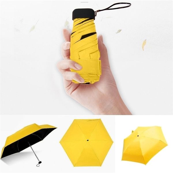 Rainy Day Pocket Umbrella Mini Folding Sun Umbrellas Parasol Sun Foldable Umbrella Mini Umbrella Candy Color Traveling Rain Gear 211124