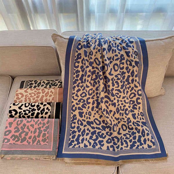 Scarf Neckerchief Scarves Korean Dongdamen Women&#039;s Imitation Cashmere Decoration Double-sided Leopard Shawl Personality Long Bib to Kee