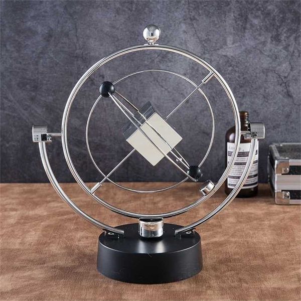 Silver Cube Perpetual Motion Model ton Pendulum Miniature Electric ton&#039;s Cradle Gift For Child Desk Decoration Accessories 211108