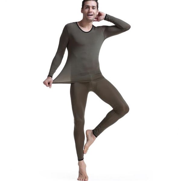 Thermal underwear men long johns thermo Underwear underpant elastic ultra-thin silk translucent Pajamas clothes for men leggings 211108