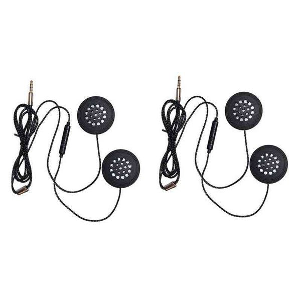 2x Motorcycle Helmet Headset Speakers 3.5mm Jack Wired Headphones Earphone Headphone with Hd Microphone for