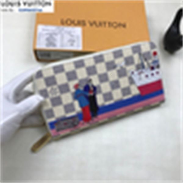 Holders Brand Designer Wallet Luxury M62132 Key Printed Wallet Pouches White Plaid Phone Women Real Leather Card Long Wallets Chain Cases Pu