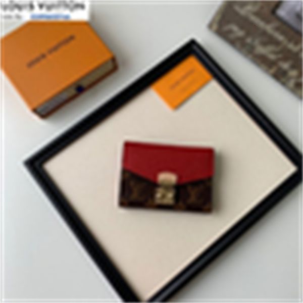 Wallets Luxury M67478 Hook and Zipper Change Red Women Real Leather Long Brand Chain Wallet Pouches Key Card Holders Designer Phone Cases Pu