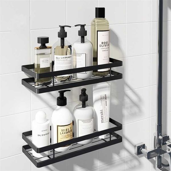 Tuqiu Bathroom Shelf Storage Holder SUS 304 Shower Black Shampoo Basket Corner shelf 211112