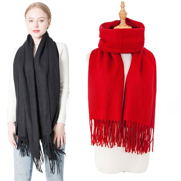 wool scarf Solid color Tassel scarf imitation Pashmina winter scarves Wrap Scarves Ring shawls for women fashion gift drop ship