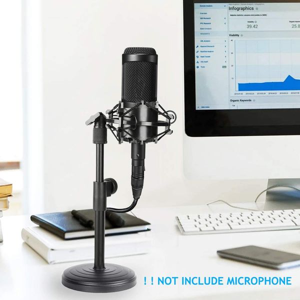Desktop Microphone Stand, Adjustable Table Mic Stand with Mic Shock Mount for Audio Technica AT2020 AT2020USB+ AT2035 ATR2500 Condenser Stud