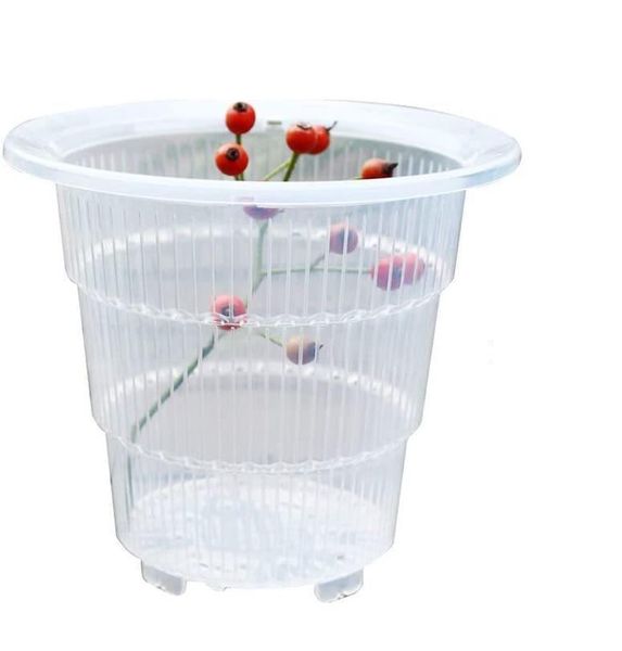 20 pcs -lot Meshpot 10cm Clear Plastic Orchid Cactus Pots Succulent Planter With Holes Air Pruning Function Root Growth Slots