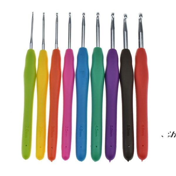 9PC-Set Metal Crochet Hook Knitting Needles Crochet Tool with Soft Handle DIY Knitting Needles LLD11928