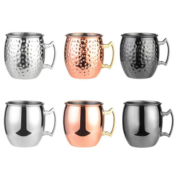 530ml Moscow Mule Mug Stainless Steel KTV Mugs Hammered Copper Plated Beer Cup Coffee Cups Bar Drinkware Mugs 18oz For Cocktail With Retail