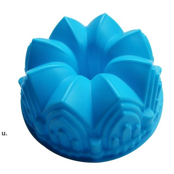 Silicone Big Cake Molds Flower Crown Shape Cake Bakeware Baking Tools 3D Bread Pastry Mould Pizza Pan DIY Birthday Wedding Party LLE11438