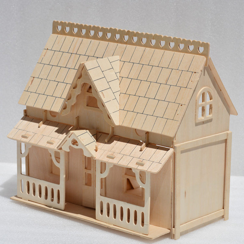 Large Porch House Wooden 3D Building Miniature Scale Models jigsaw puzzles Factory Price Wholesale Order