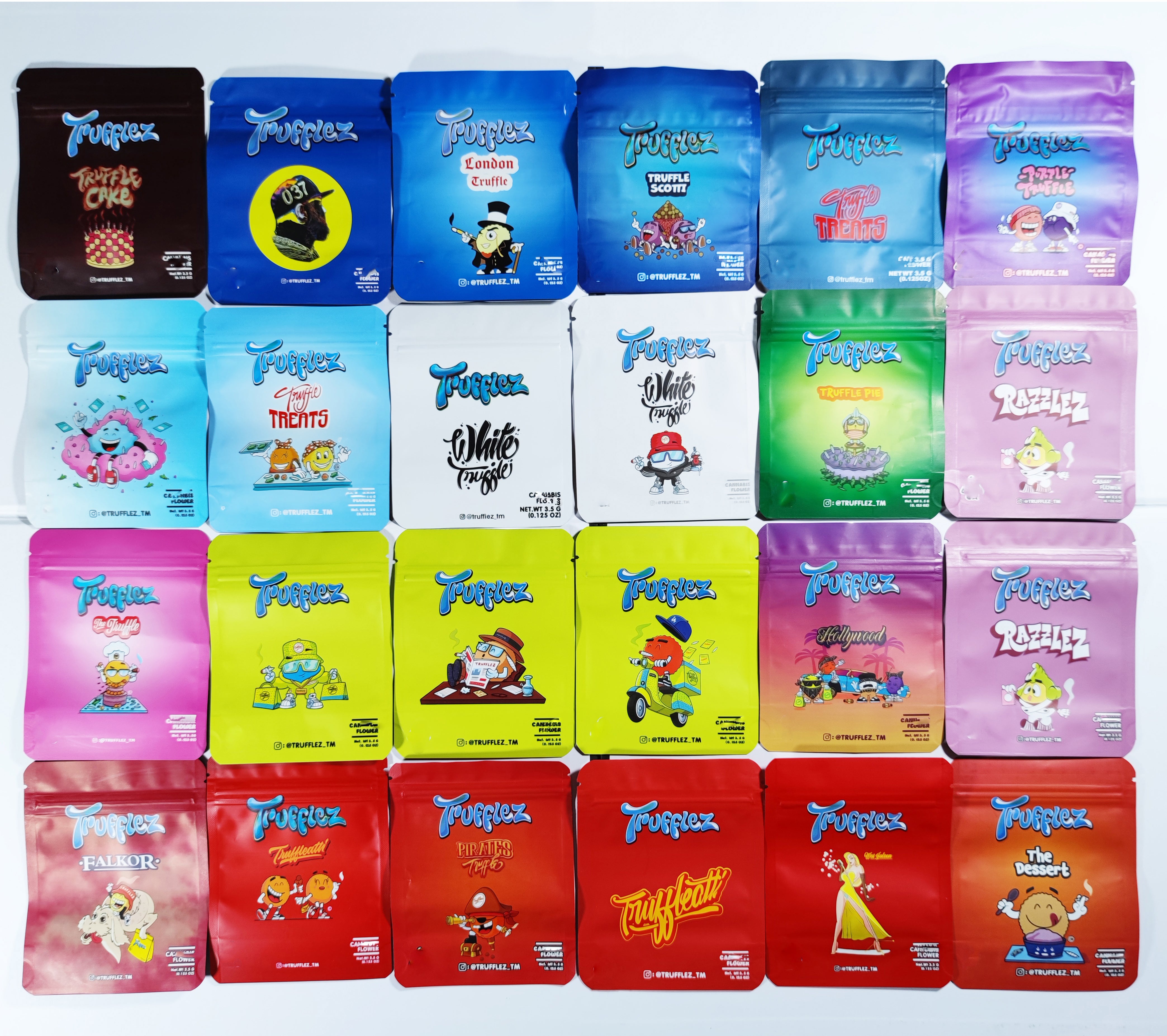 White Trufflez Scotti Cake Pie Tiuffle Bags 3.5g edibles Gummies smell childproof zipper package candy gummy Dry Flower Mylar bag