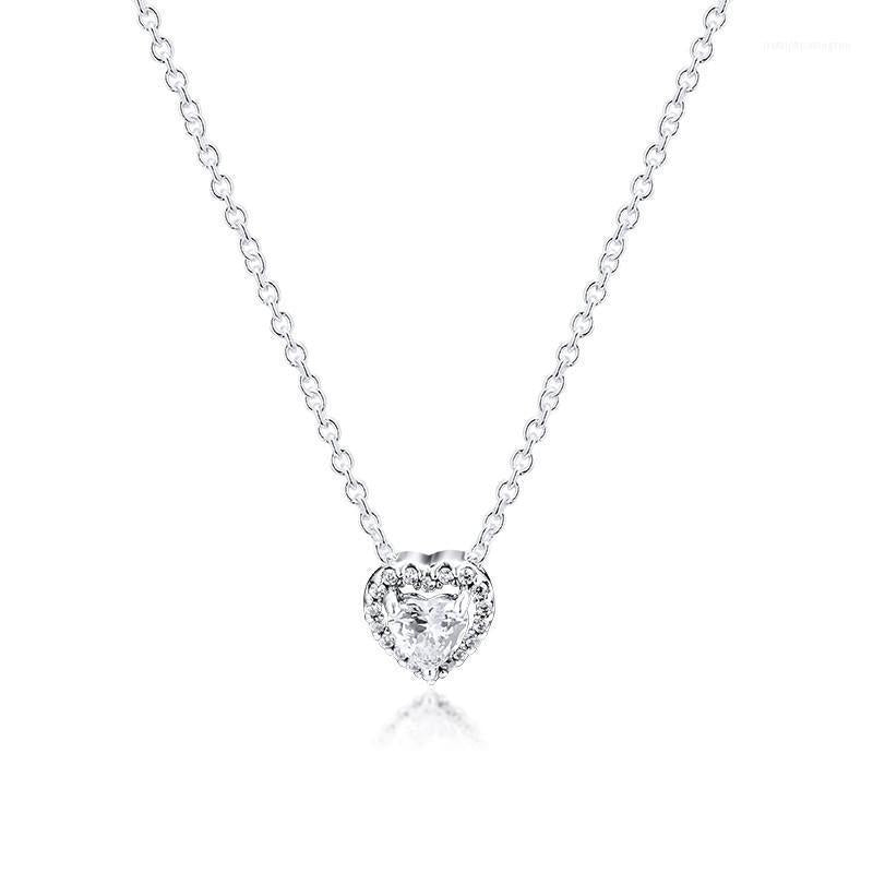 Chains Elevated Heart Necklaces For Women Silver Collier Choker Necklace Crystal 925 Sterling Chain Jewelry 2021 1