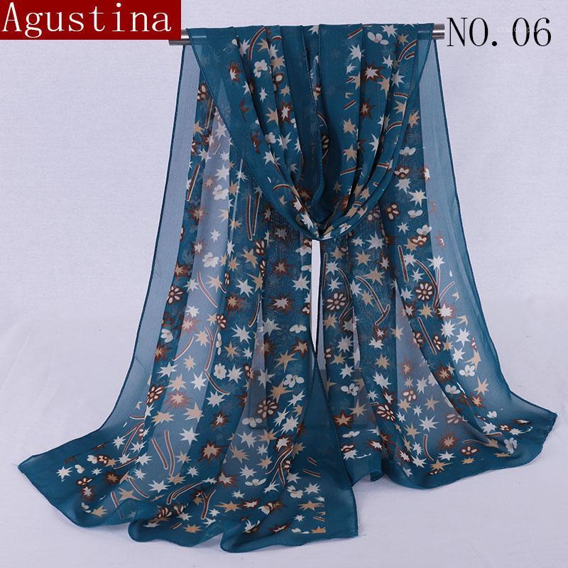 Scarves Chiffon Scarf Print Soft Designer Brand Ladies Shawl Wrap Luxury Long Thick High Quality Women Fashion Agustina 2021