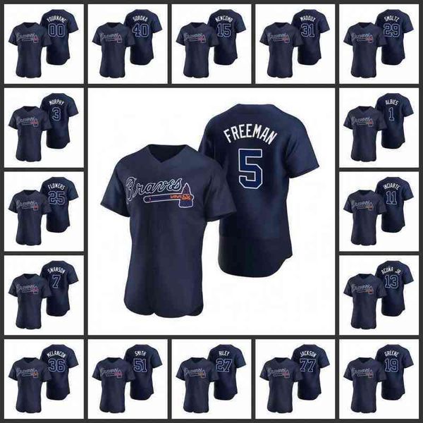 Baseball Jersey #13 Ronald Acuna Jr 5 Freddie Freeman 3 Dale Murphy Men Women Youth Navy Custom Authentic Alternate Size S-4XL 1118