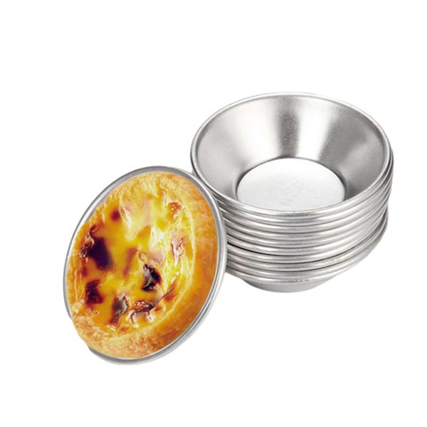 Reusable Aluminum Cupcake Baking Mould Cups Pan Portuguese style Egg Tart Cupcakes Mould Fruit Cake Pie Muffin Mold Round Bakeware JY1010