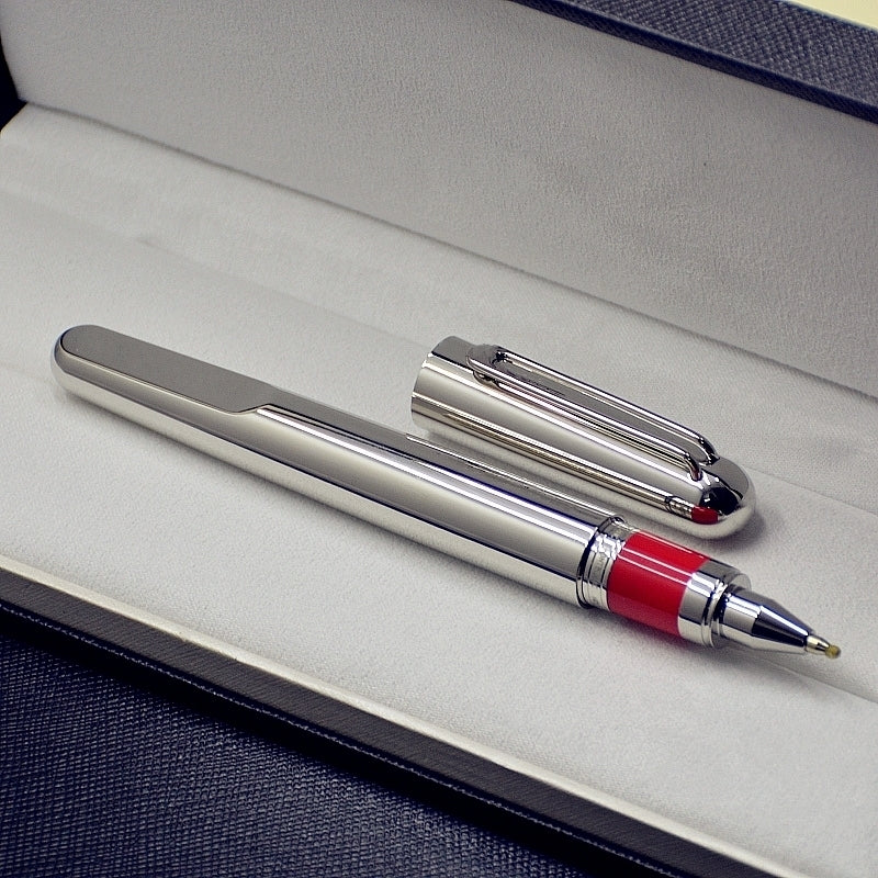 AAA Luxury Gift Pen High Quality M Series Magnetic Shut Cap Rollerball Pen Ballpoint Pens Silver And Gray Titanium Metal Stationery Writing Office S