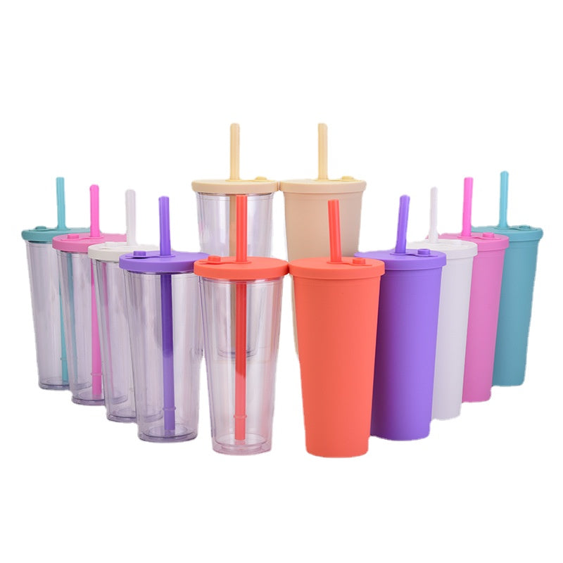 Double Plastic Large Hole Cup with Straw Bubble Milk Tea Boba(The logistics price Pls Contact us)