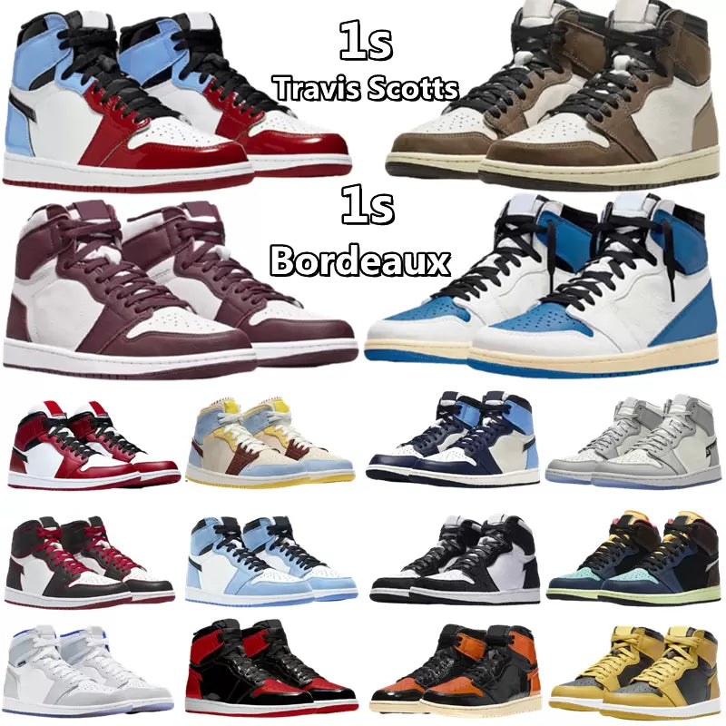 Jumpman 1 1s men women baksetball shoes Bred Patent Bordeaux Brotherhood Dark Mocha Bubble Gum Chicago Obsidian fragment Shadow Royal mens trainers