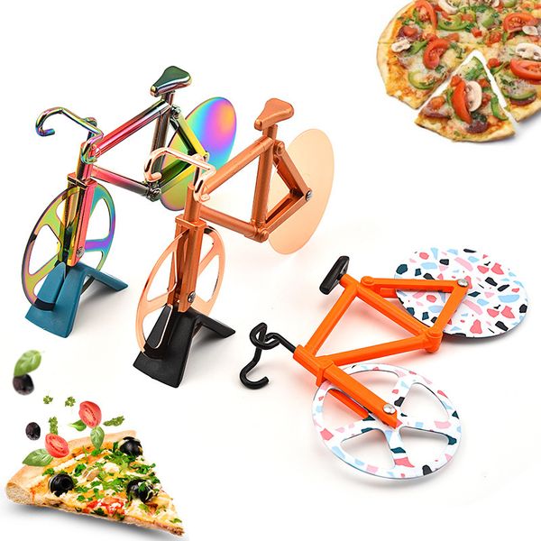 Stainless Steel Pizza Cutter Kitchen Baking Tool Bicycle Dual Bike Pizza Knife Creative Cooking Tools Length 18.5cm XG0448