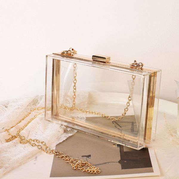 2022 Designer Crossbody Handbags Candy Color Transparent Box Bags Plain ABS Chains Button Hasp Hard Flap Single Solid Bag Neverfull Summer W