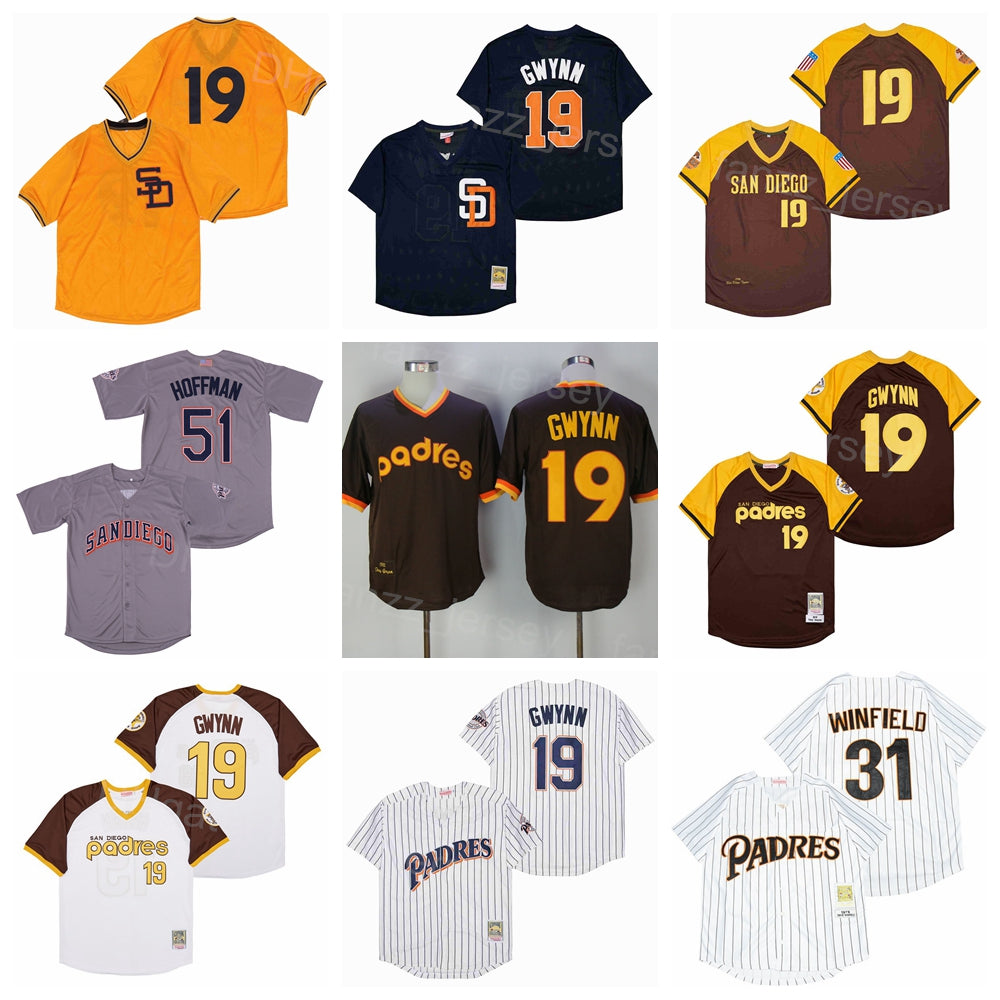 1946 1978 1979 1982 Retro Baseball 19 Tony Gwynn Jersey Vintage 31 Dave Winfield 51 Trevor Hoffman All Stitched Cool Base Pullover Pinstripe Retire