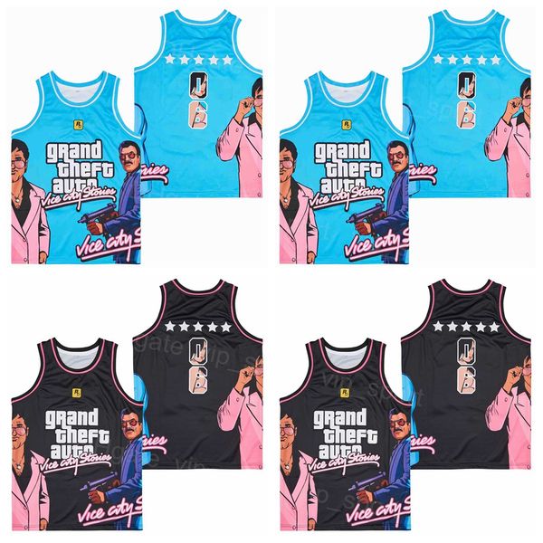 Movie The 06 GTA VICE CITY STORIES Basketball Jerseys Film Grand Theft Auto Rockstar Games HipHop For Sport Fans Pure Cotton Hip Hop Embroid