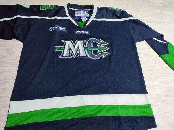 Rare Men Youth women Pro Stock CCM Maine Mariners ECHL Hockey Jersey Size S-5XL Or custom any name and number Navy
