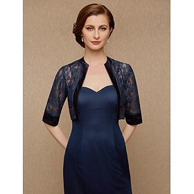 Half Sleeve Shrugs Lace - Satin Fall Wedding - Party - Evening Women's Wedding Guest Wraps With Splicing