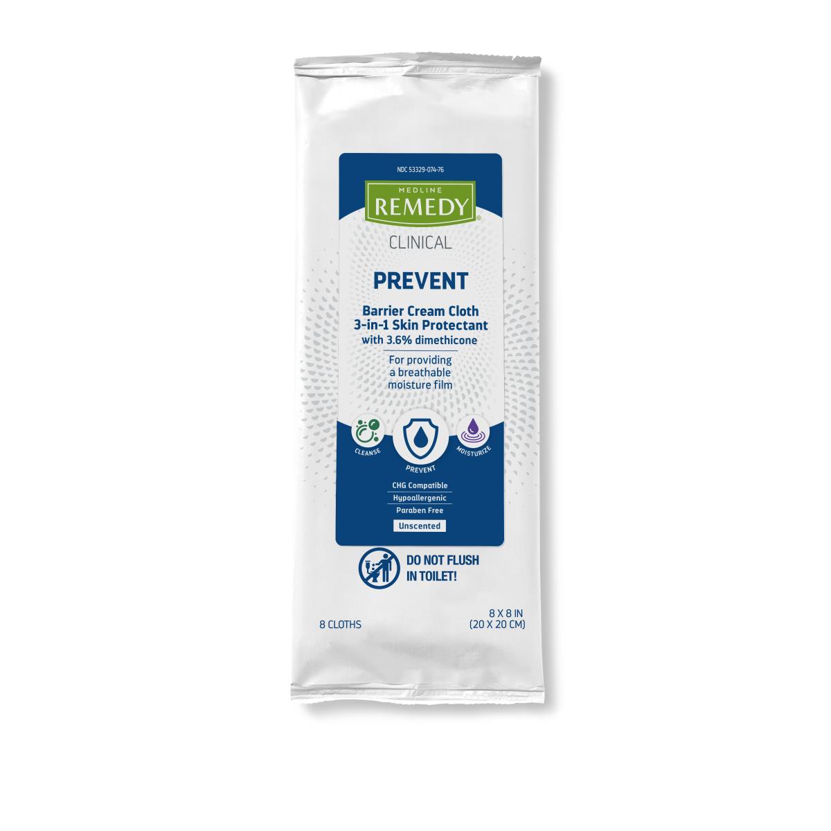 Remedy Clinical Barrier Cream Cloth, 8 Cloths-Pk, Case of 32