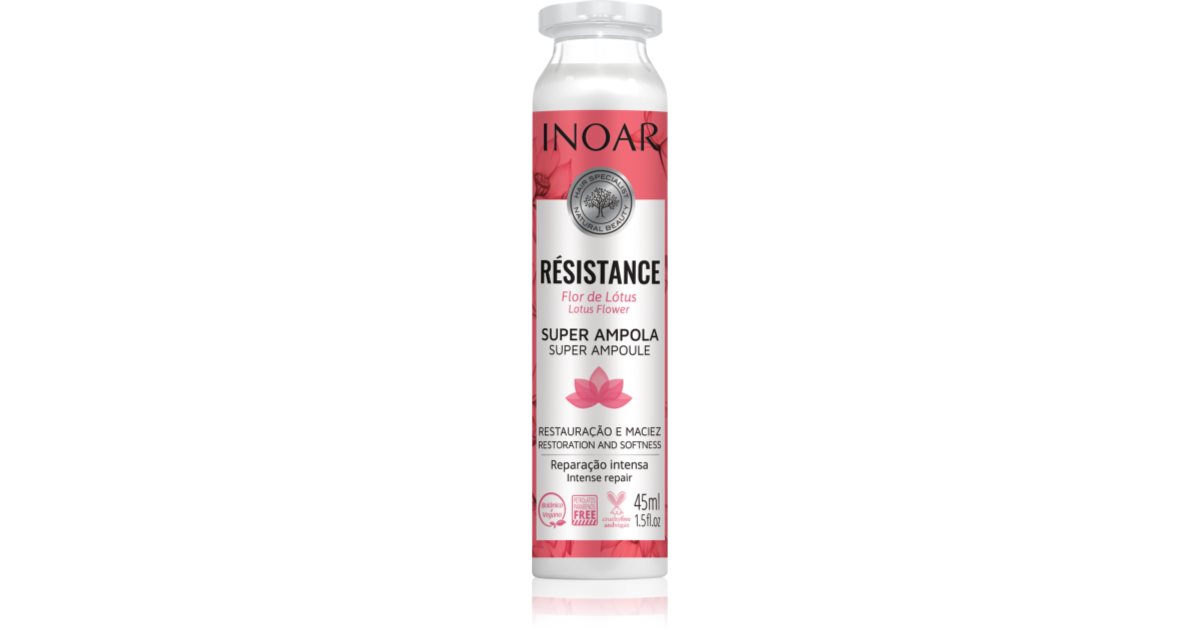 INOAR Resistance Lotusblommaflaska för starkare hår 45 ml