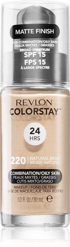 Revlon Cosmetics ColorStay™ long-lasting mattifying foundation for oily and combination skin color 220 Natural Beige 30 ml