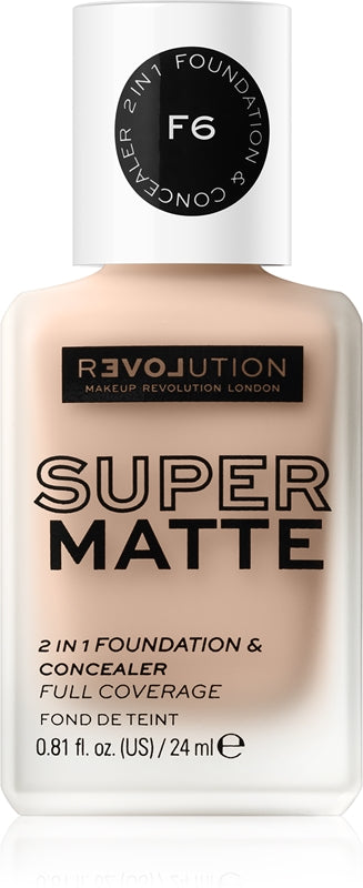 Revolution Relove Super Matte long-lasting mattifying foundation colour F6 24 ml