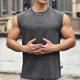 Homens Camisola de alças do exercício Regata de Corrida Sem Manga Colete Casual Roupa Esportiva Algodão Respirável Secagem Rápida Macio Treino de Ginástica Cor