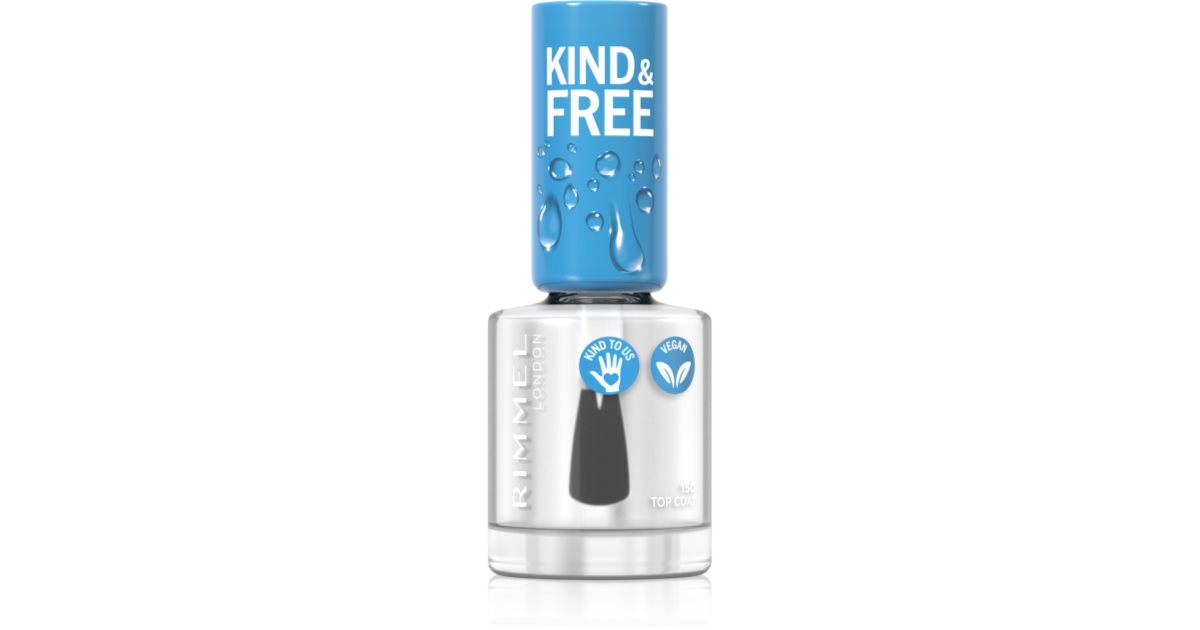 Rimmel Kind & Free Nail Polish 150 Top Coat Delikatna formuła na bazie roślin