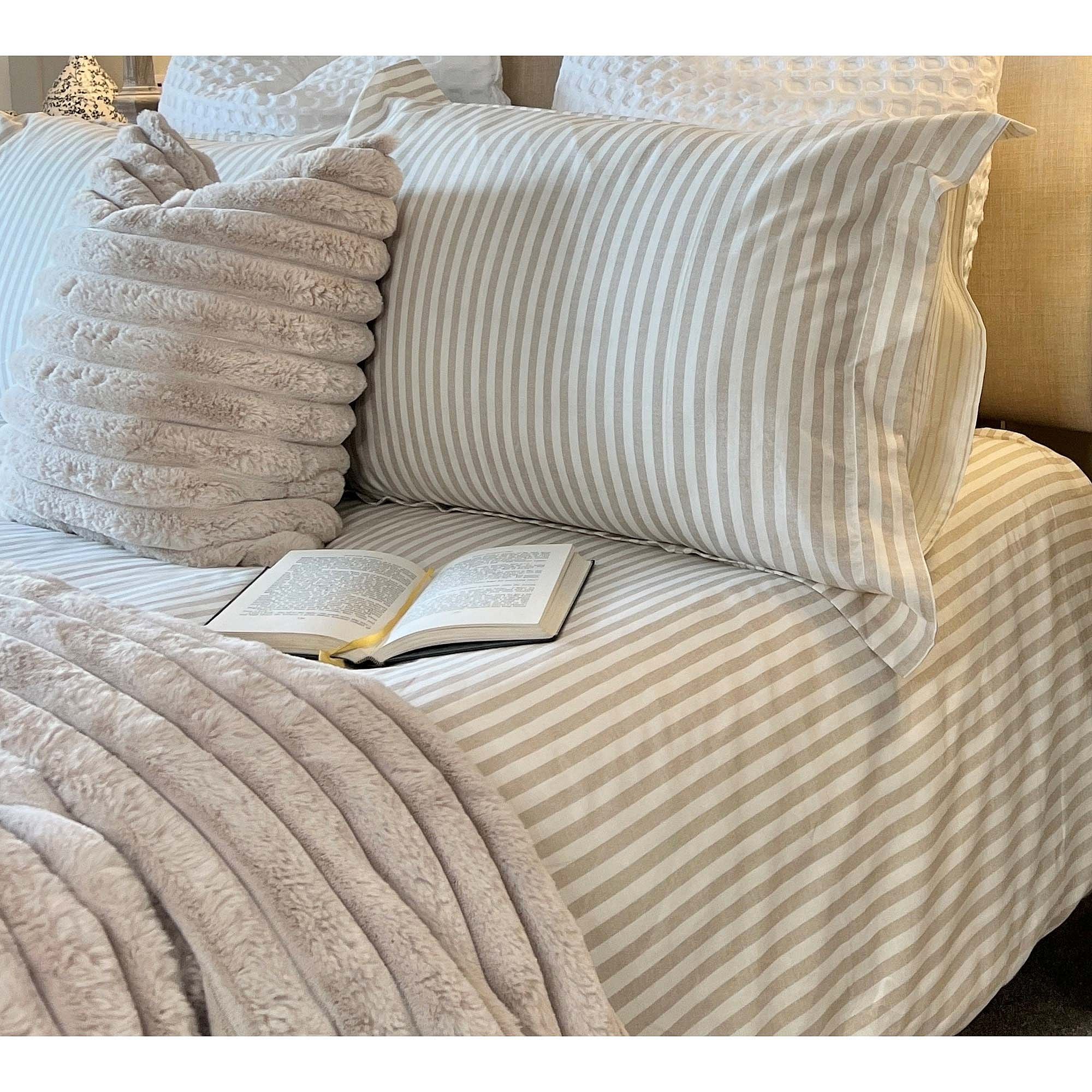 Petit Breton Stripe Bed Linen Set in Sand (Single Set) Matron Inn