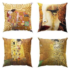 beroemde schilderij double side pillow cover 4pc gustav klimt soft decorative square cushion case pillowcase for bedroom livingroom sofa couch chair