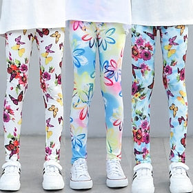 Leggings Enfants Fille Floral Actif Extérieur 7-13 ans Printemps Imprimé léopard Magnolia chrysanthème